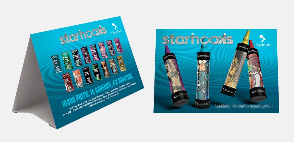 Starhooks Chicha - Chevalet comptoir Carte des saveurs